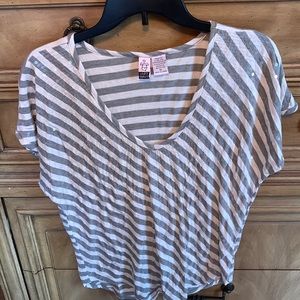 Striped sequin short sleeve top